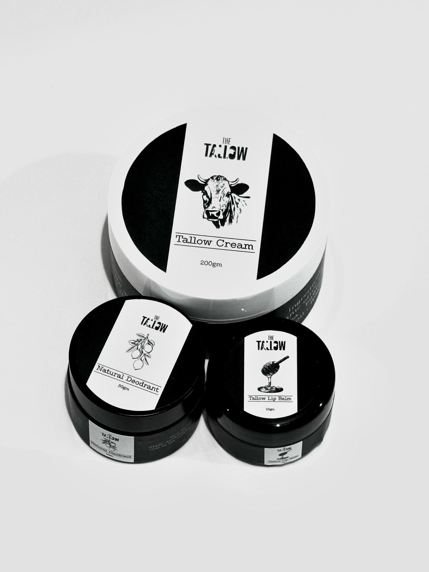 لوشن من شحم البقر، مزيل عرق طبيعي، وبلسم شفتين من شحم البقر