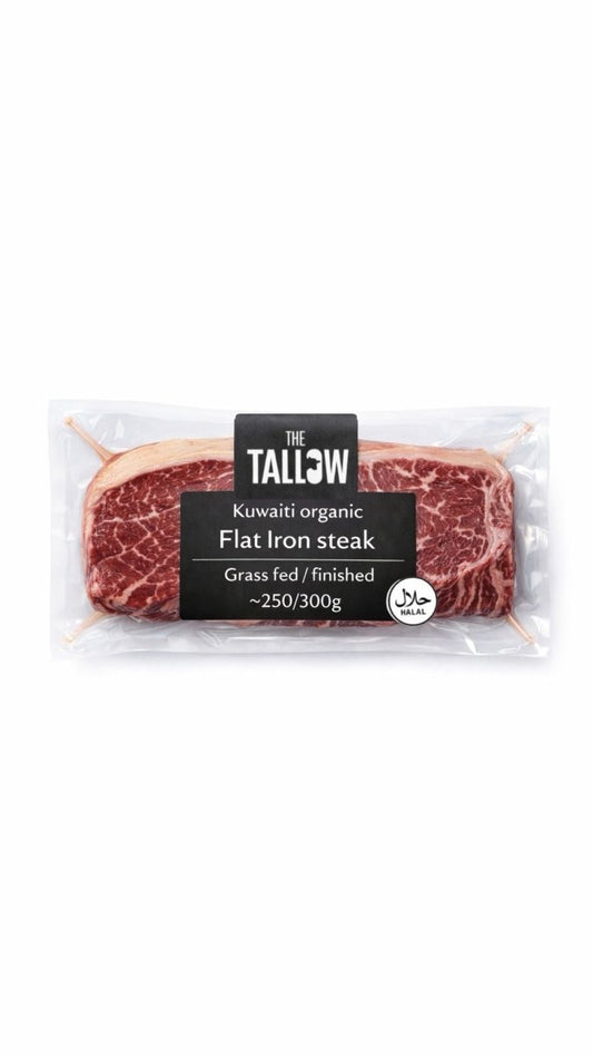 Kuwaiti organic Flat Iron steak grass fed grass finished 250 - 300g - The tallow