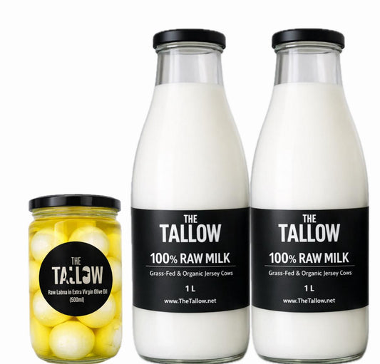 Raw Milk 2L & Raw Labna in Extra virgin olive oil 500ML - Primetallow